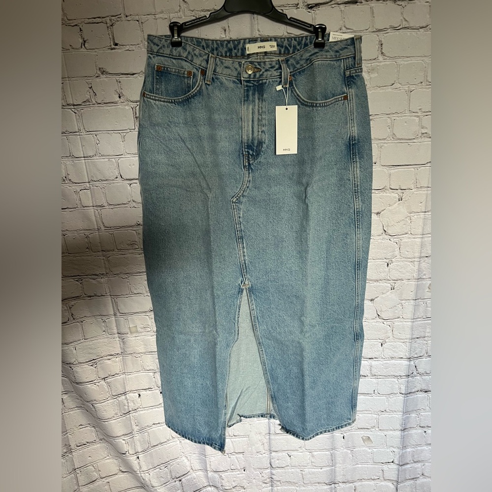 Mango denim skirt with front slit